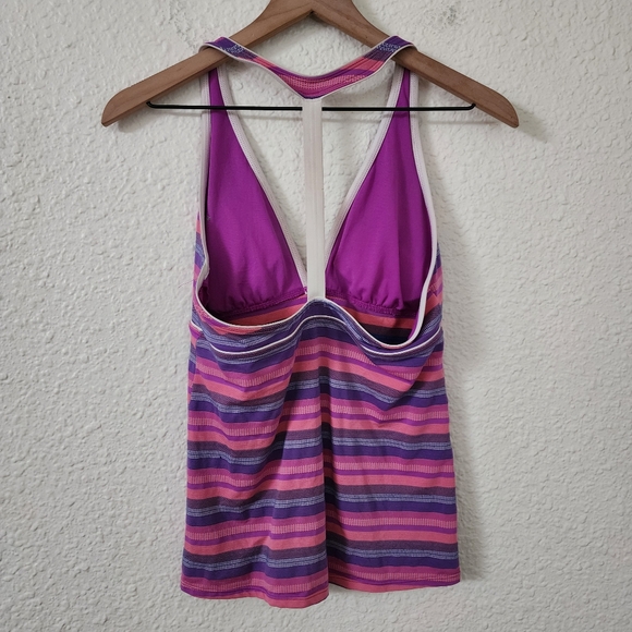 Athleta Tulum T Back Tankini Swim Top Stripes Women's Size Medium #227798 - Picture 7 of 7